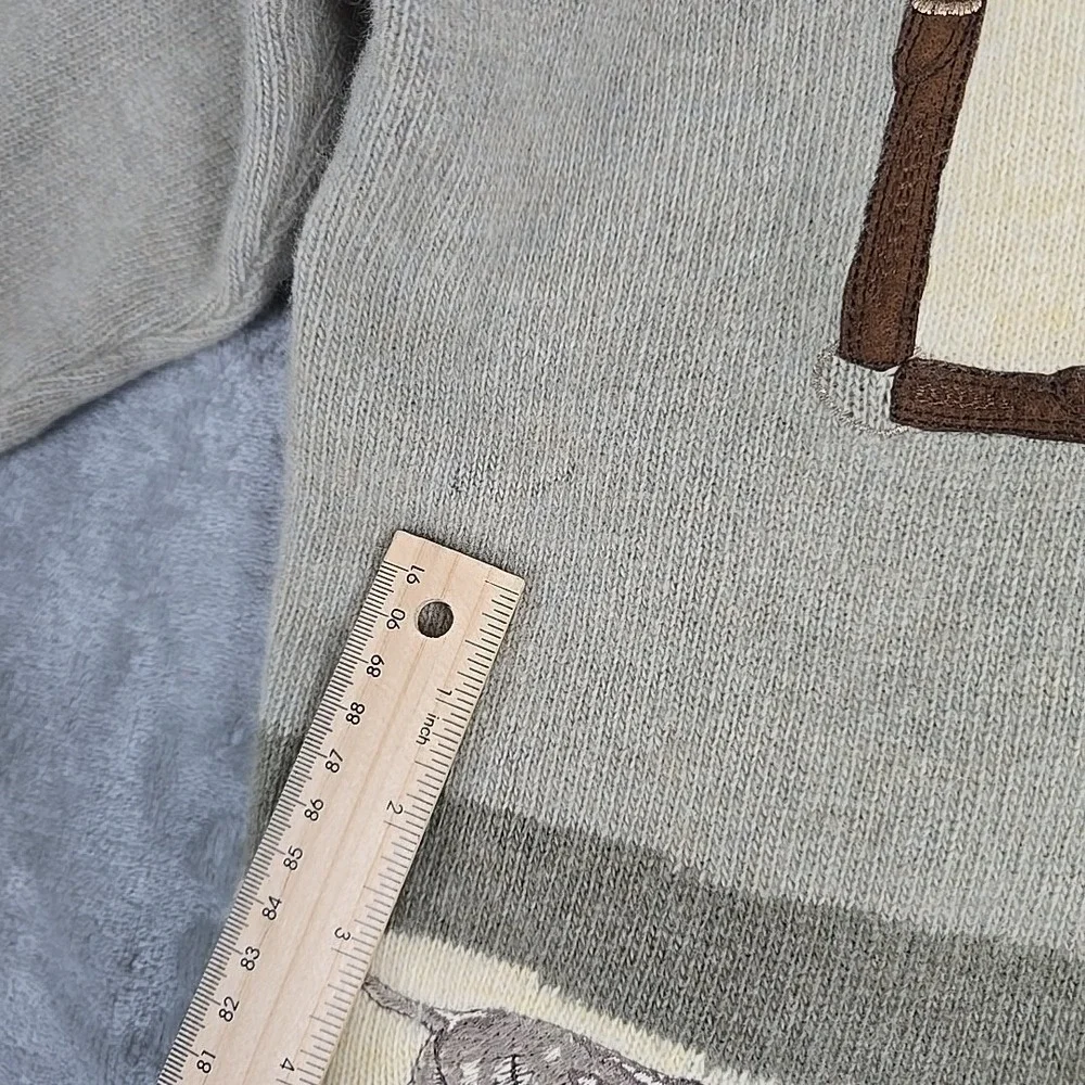 Christina Santandrea Wool‎ Angora Embroidered Cocker Spaniel Sweater Small Green
